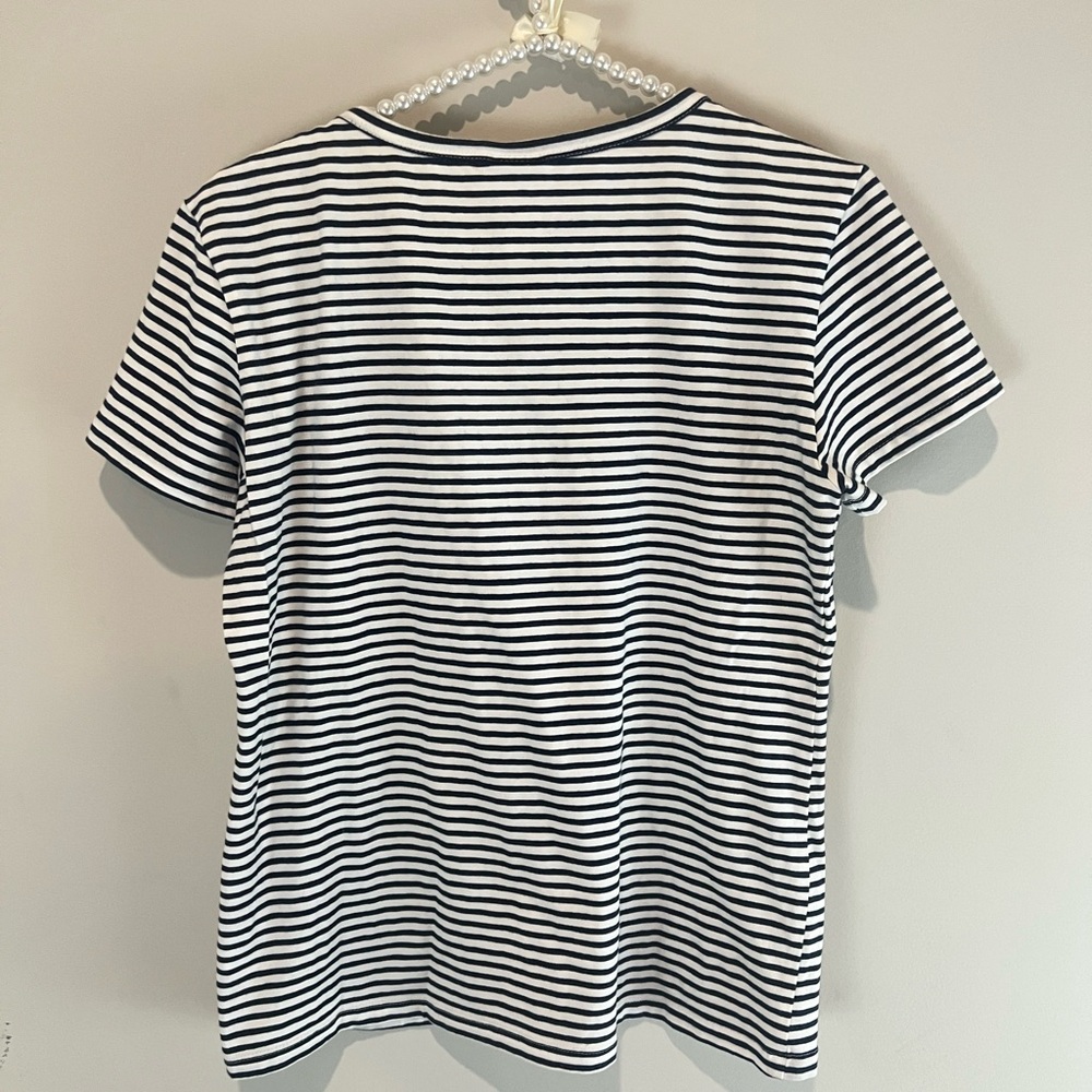 H&M Navy and White Fitted Short Sleeve T-Shirt size Large - Picture 3 of 3